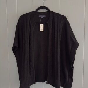 NWT‎ Brooks Brothers Black Cable Knit Sweater Poncho OS Quiet Luxury Old Money